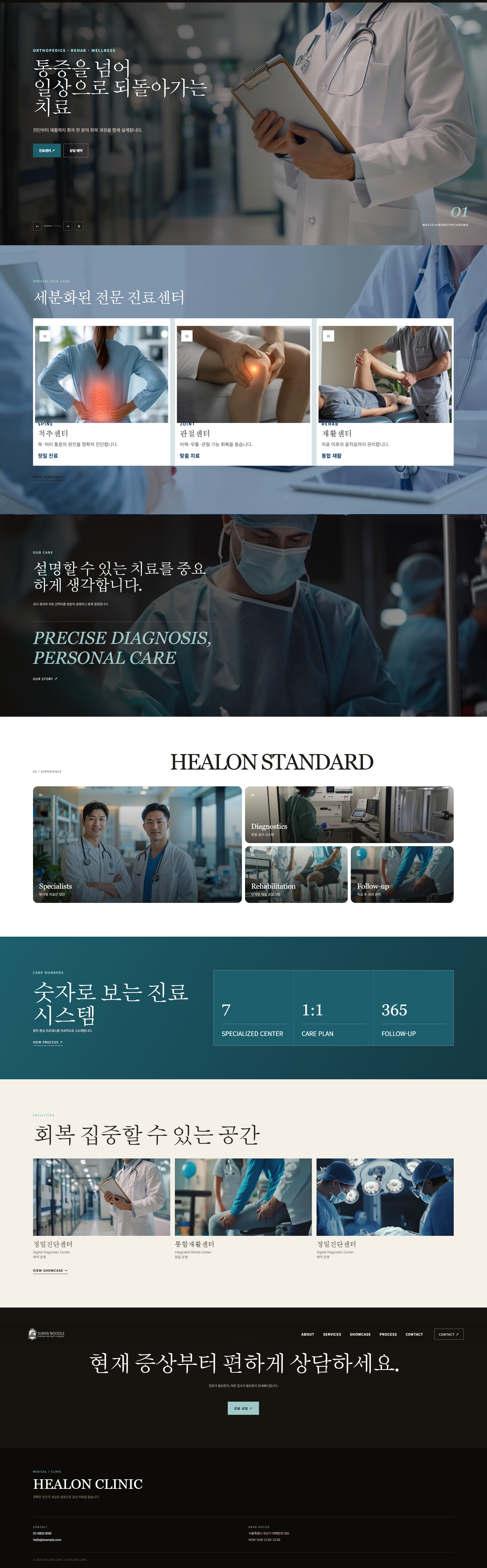 동일 템플릿 병원 전문서비스형 활용 예시